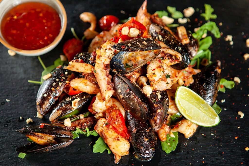 Tincidunt malesuada tellus ut ultrices ultrices enim Delicious Seafood With Spicy Sos Mediterranean Fine Cuisine 1 1024x683